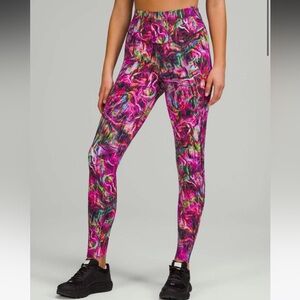 Lululemon Leggings Base Pace HR Tight 28” Size 4 Colorful Hyper Flow Pink